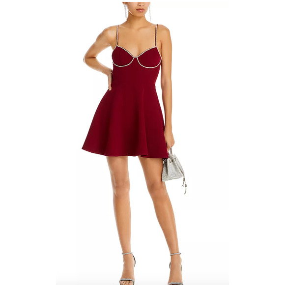 AQUA Crystal Trim Mini Dress Large NWT - Picture 1 of 7
